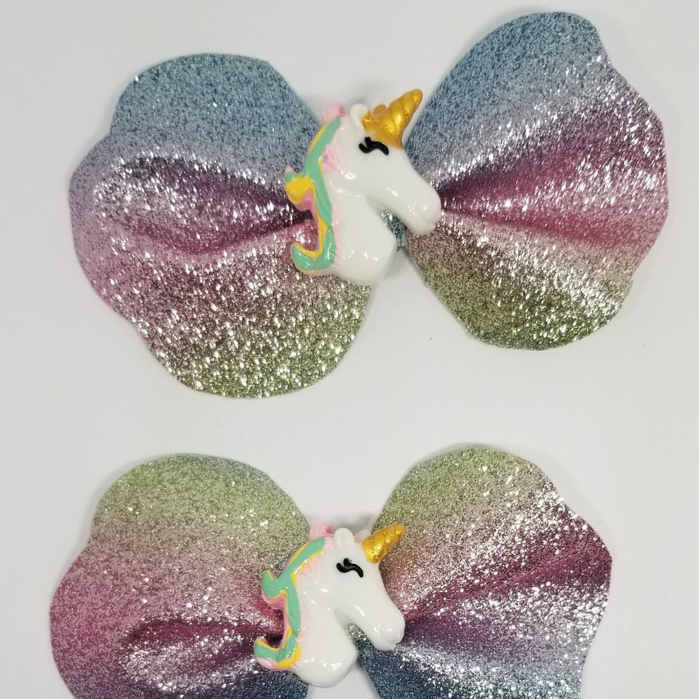 Faux leather Unicorn hairbows set of 2